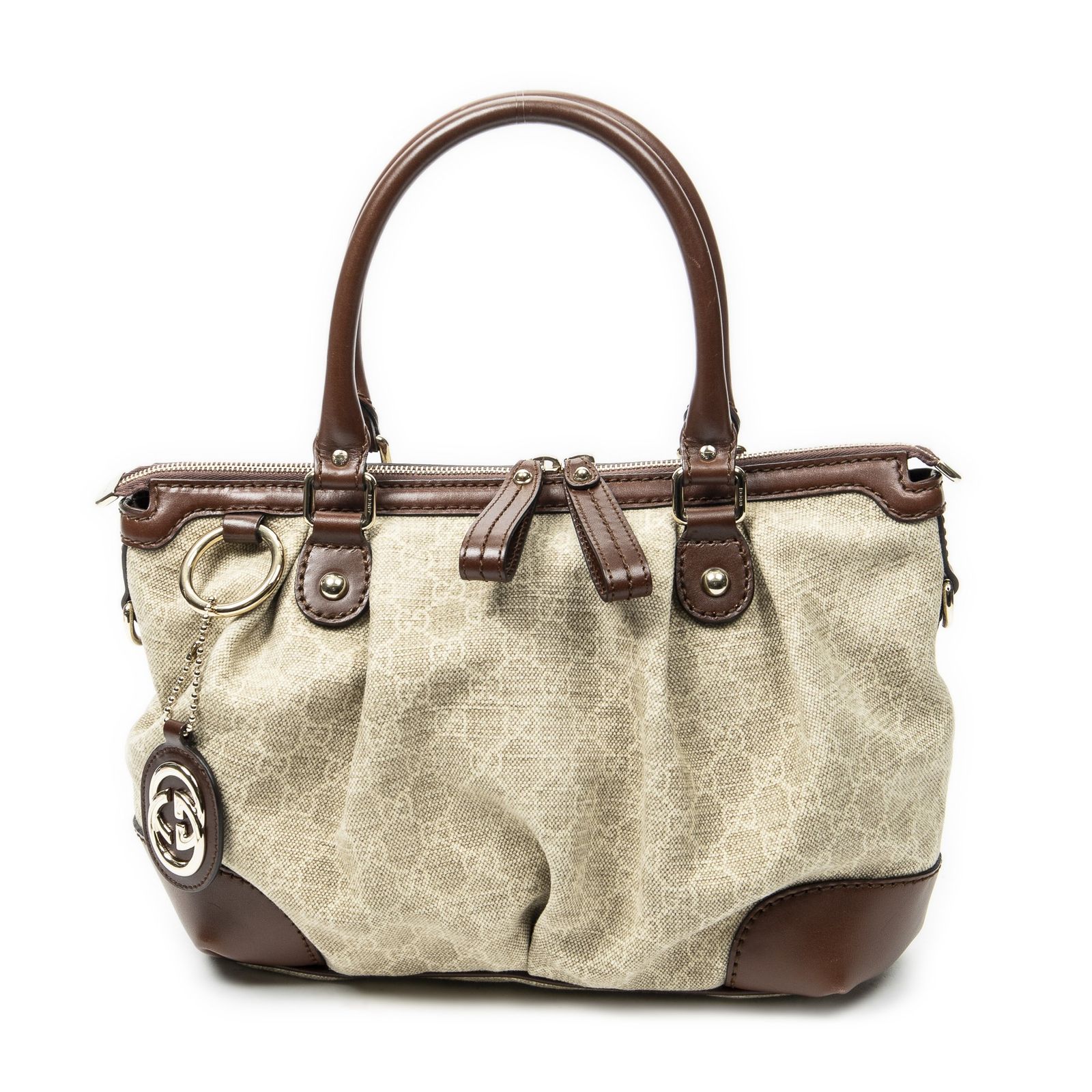 [中古] GUCCI グッチSukey Top Handleベージュ/ブラウンGGキャンバスA