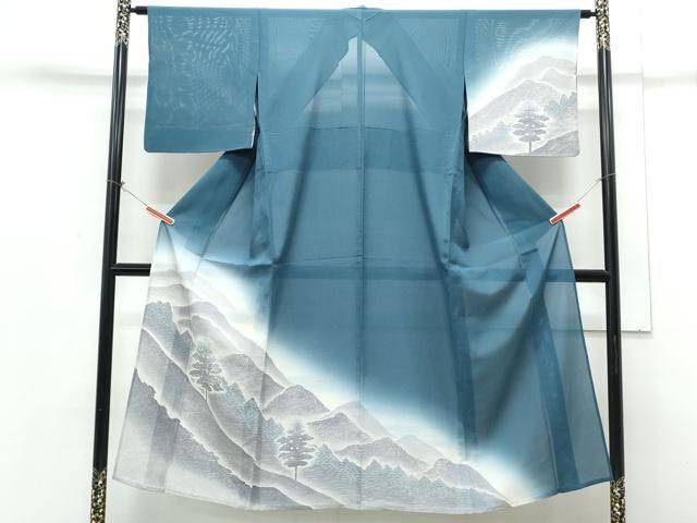 平和屋着物＊夏物　訪問着　絽　遠山風景文　正絹　逸品　CABH3898th