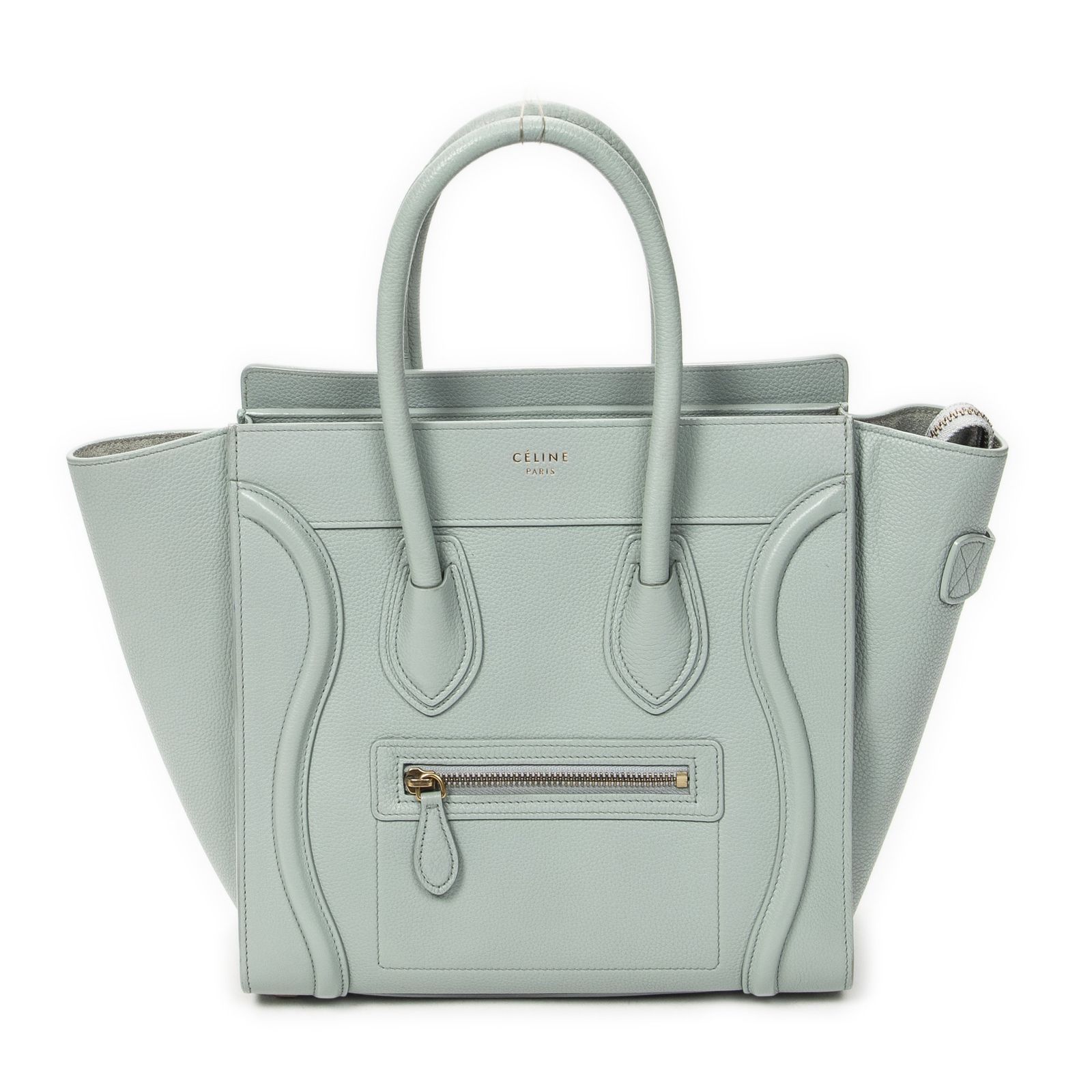[中古] CELINE セリーヌマイクロラゲッジ水色グレインカーフスキンレザーA