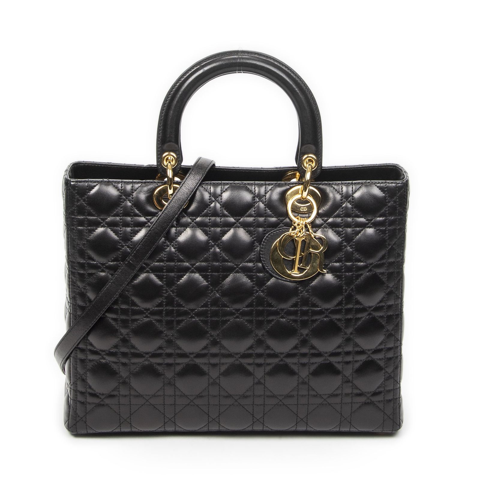 [中古] DIOR ディオールラージ レディ ディオール ジップ黒カナージラムスキンレザーA