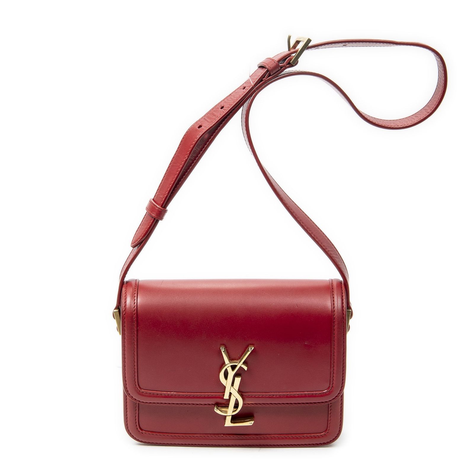 [中古] YVES SAINT LAURENT イヴサンローランミニ ソルフェリーノ赤スムースカーフスキンレザーA