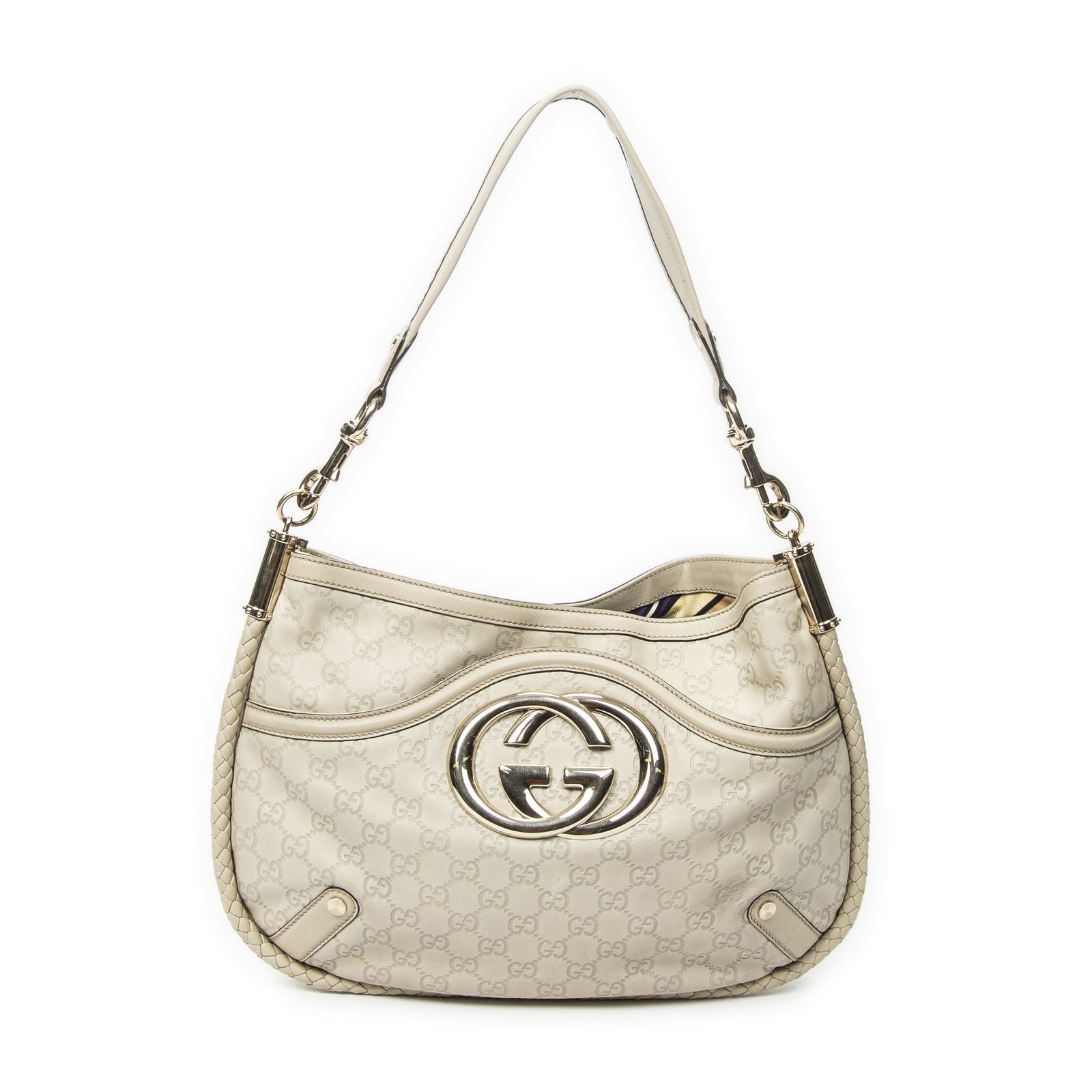 [中古] GUCCI グッチミディアム ブリット ホーボーアイボリーグッチッシマA