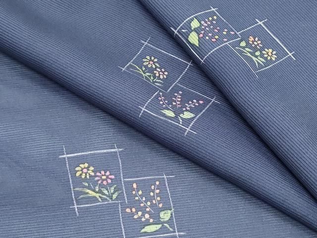平和屋着物＊夏物　小紋　絽　色紙重ね花紋　正絹　逸品　CABH3909th