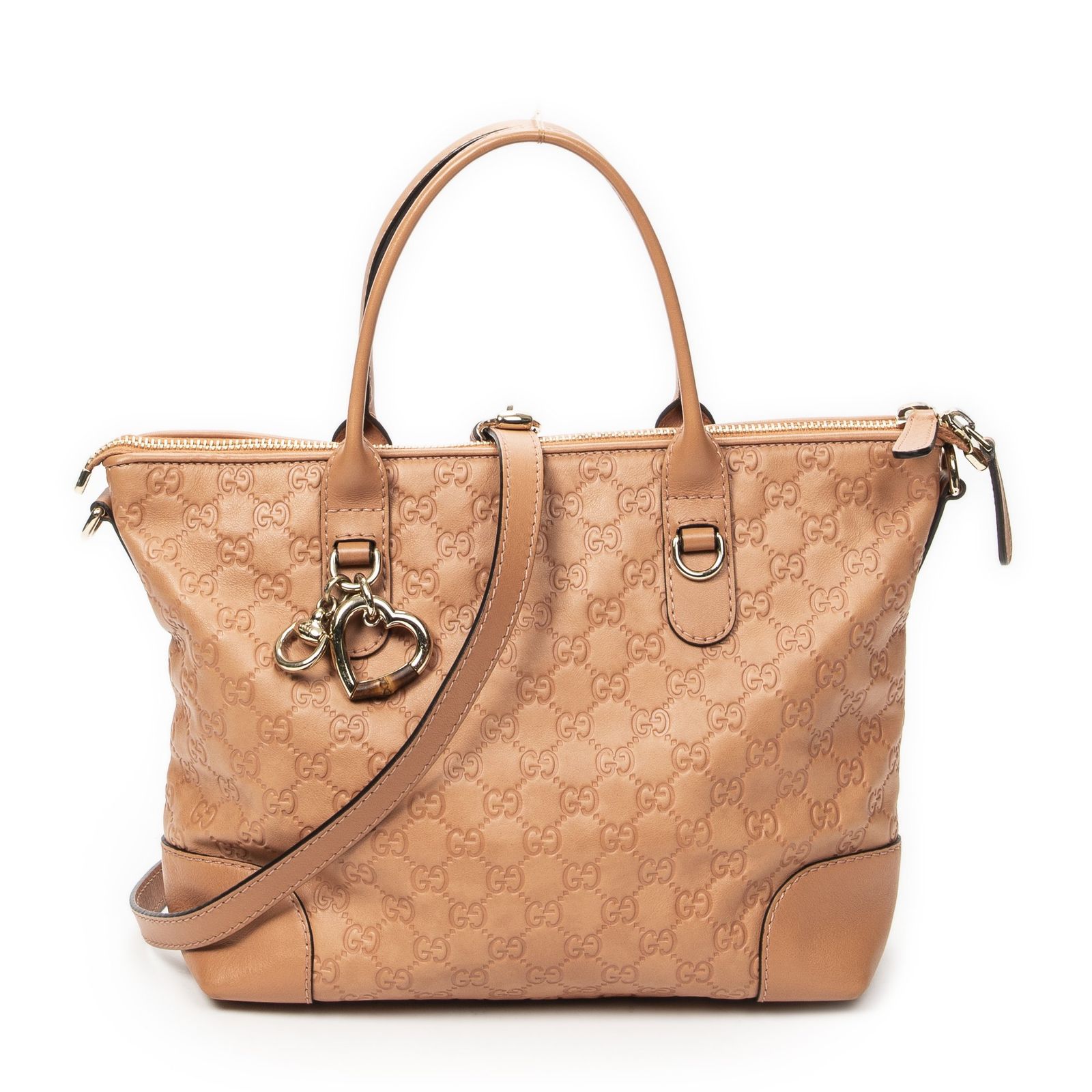 [中古] GUCCI グッチバンブーハートビットジップトート桃色グッチッシマA