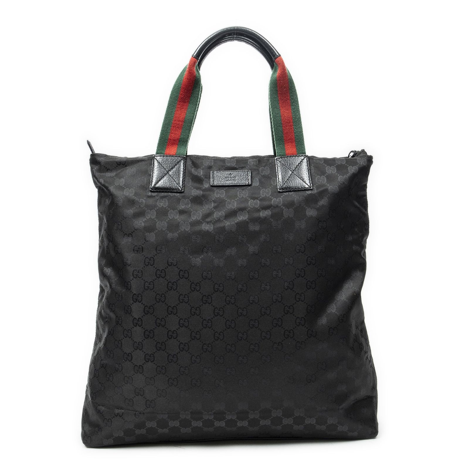 [中古] GUCCI グッチバーティカルトート黒GGナイロンキャンバスA