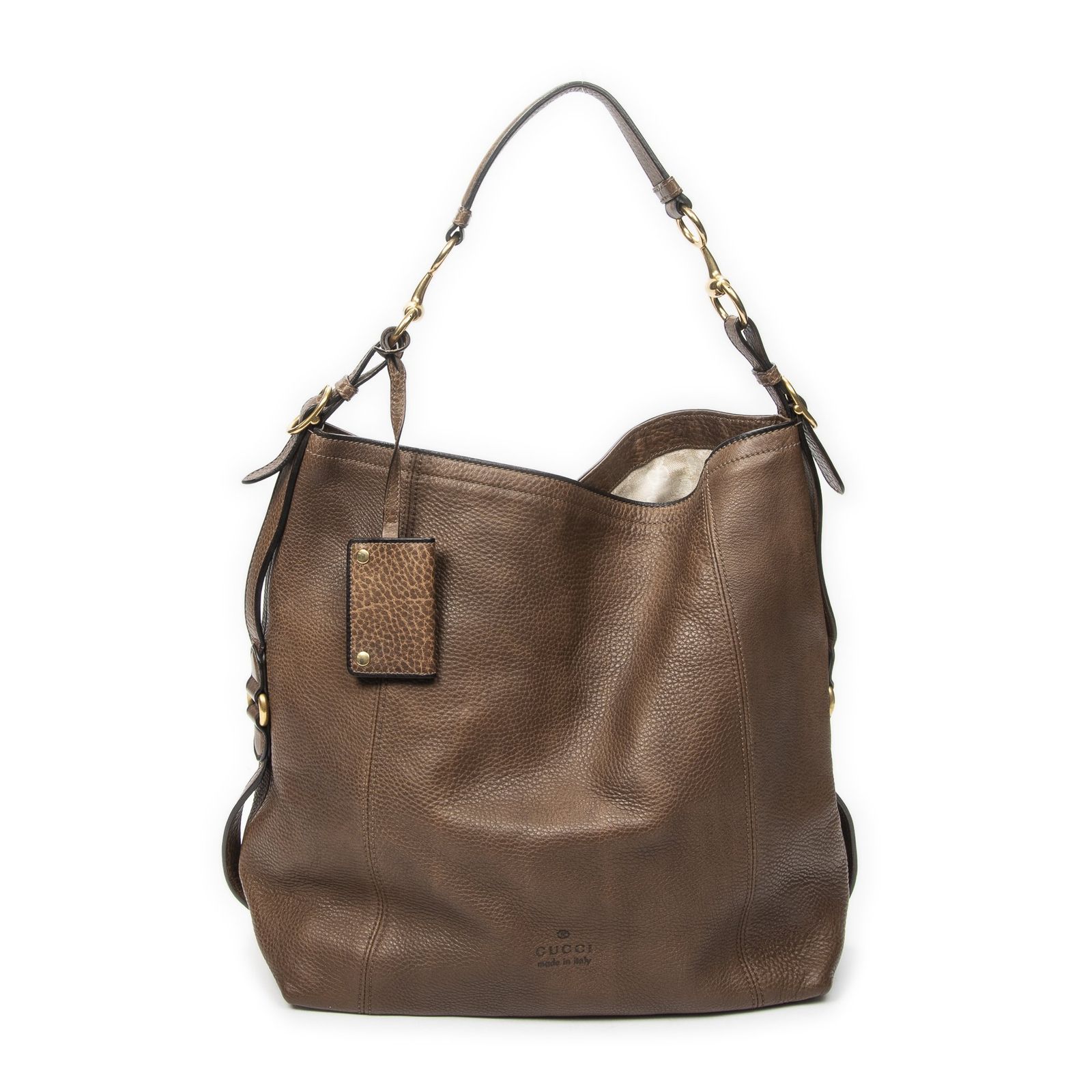 [中古] GUCCI グッチHarness Hobo Bag茶色ペブルドレザーA