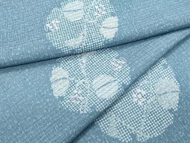 平和屋着物＊夏物　小紋　絽縮緬　雪輪花文　洗える着物　CABH3918th