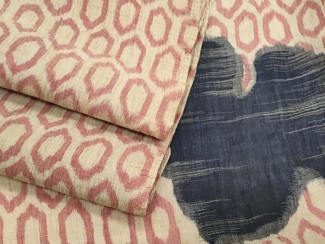 平和屋着物＊夏物　小千谷ちぢみ　亀甲草葉文　麻　逸品　CABH3919th
