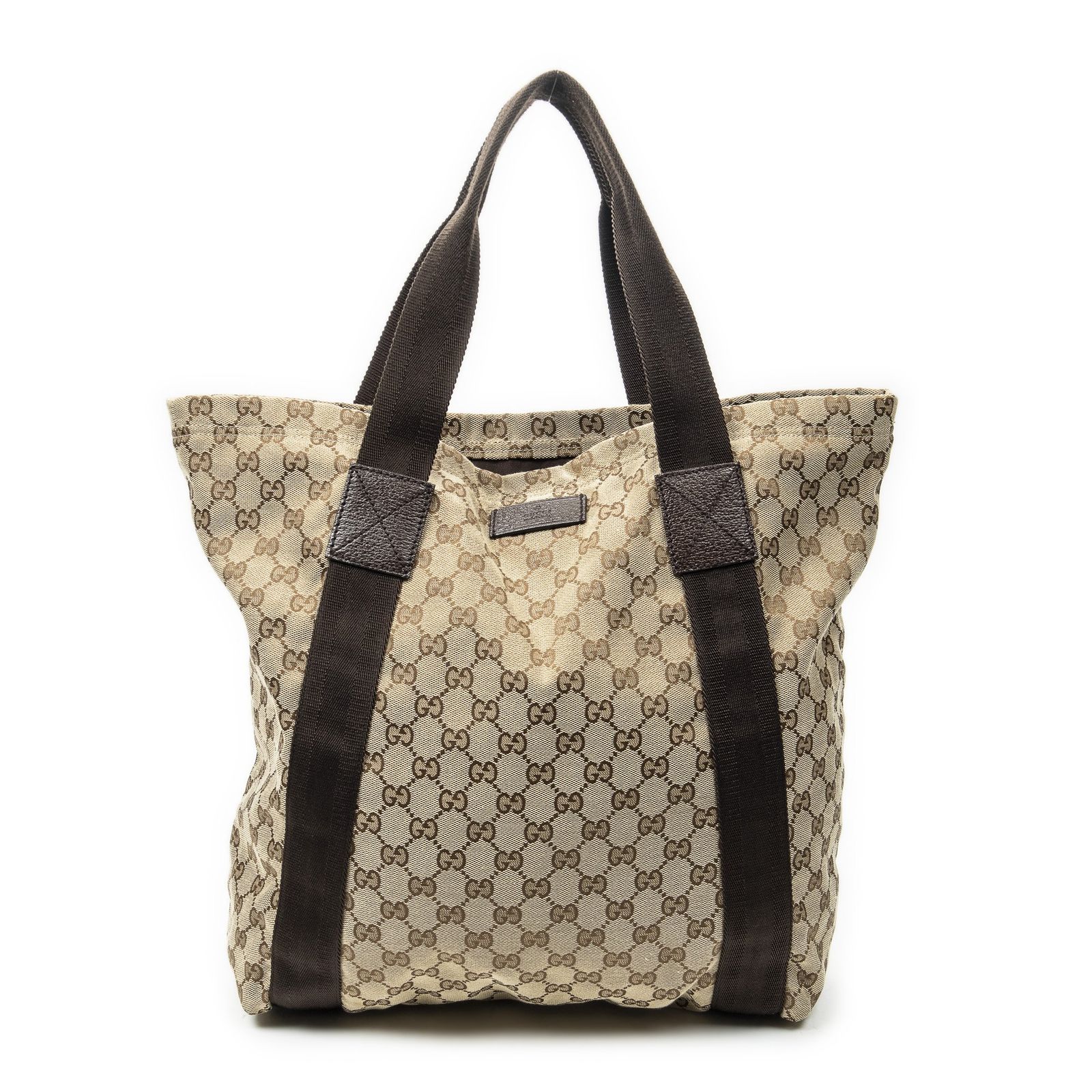 [中古] GUCCI グッチオープンショッピングトートベージュ/ブラウンGGキャンバスA