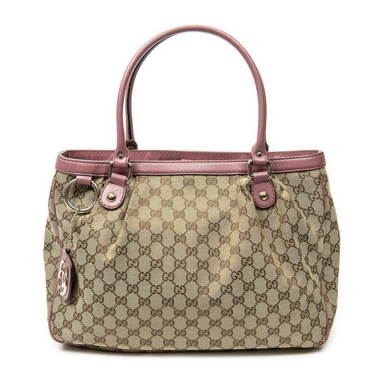 [中古] GUCCI グッチミディアム Sukey トートベージュ/ピンクGGキャンバスA