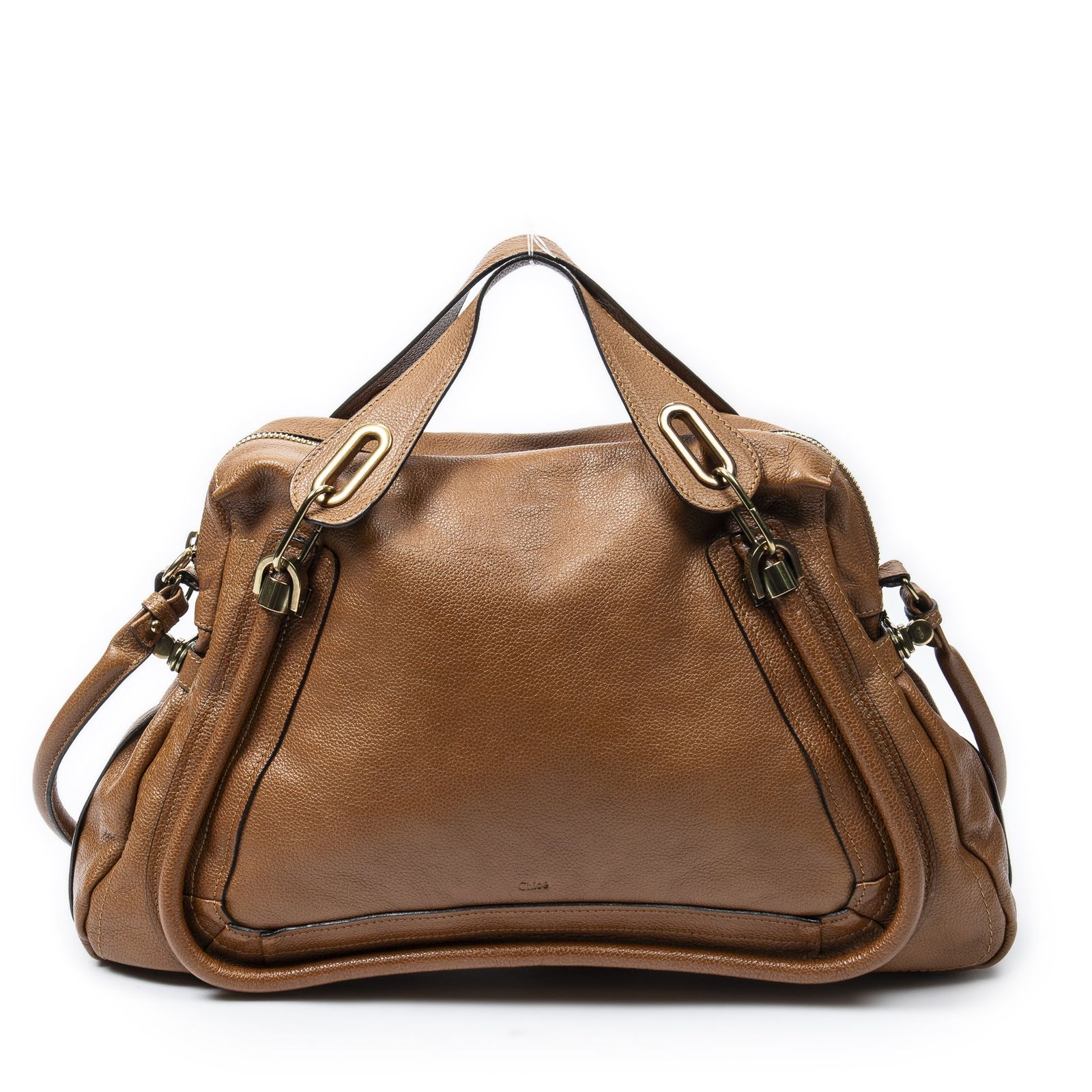 [中古] CHLOE クロエラージ パラティ茶色グレインカーフスキンレザーA