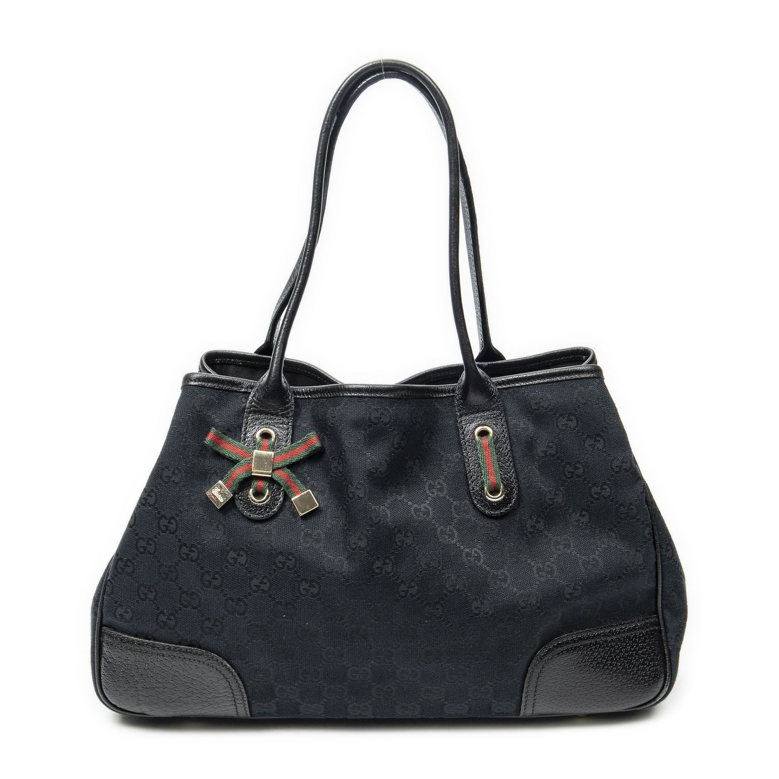 [中古] GUCCI グッチミディアム プリンシー トート黒GGキャンバスA