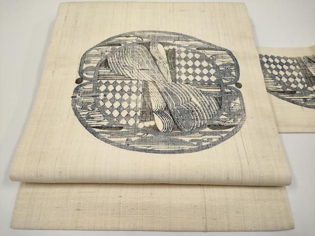 平和屋着物＊夏物　染色作家　小溝一夫　九寸名古屋帯　紬地　正絹　逸品　CABH6188tx
