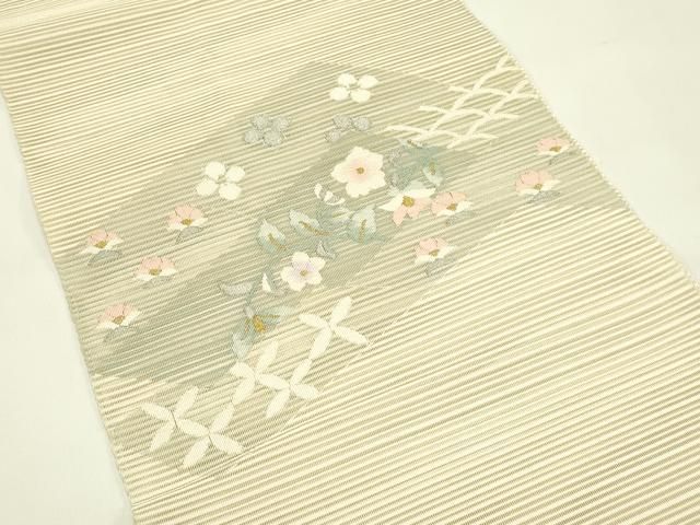 平和屋着物*夏物 八寸名古屋帯 絽綴れ 草花文 金銀糸 正絹 逸品 CABH5798rv 平和屋着物*夏物 八寸名古屋帯 絽綴れ 草花文 金銀糸 正絹 逸品 CABH5798rv