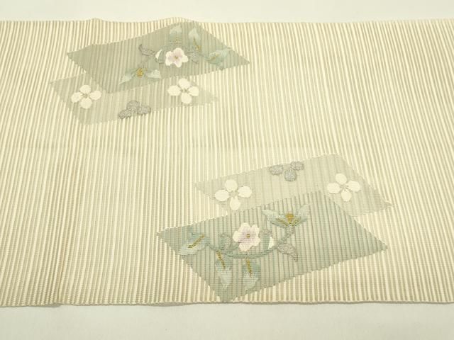 平和屋着物*夏物 八寸名古屋帯 絽綴れ 草花文 金銀糸 正絹 逸品 CABH5798rv 平和屋着物*夏物 八寸名古屋帯 絽綴れ 草花文 金銀糸 正絹 逸品 CABH5798rv