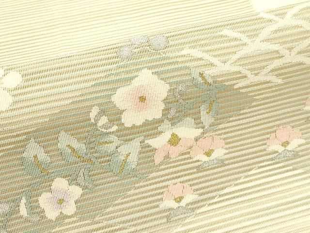 平和屋着物*夏物 八寸名古屋帯 絽綴れ 草花文 金銀糸 正絹 逸品 CABH5798rv 平和屋着物*夏物 八寸名古屋帯 絽綴れ 草花文 金銀糸 正絹 逸品 CABH5798rv