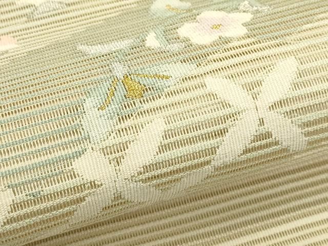 平和屋着物*夏物 八寸名古屋帯 絽綴れ 草花文 金銀糸 正絹 逸品 CABH5798rv 平和屋着物*夏物 八寸名古屋帯 絽綴れ 草花文 金銀糸 正絹 逸品 CABH5798rv