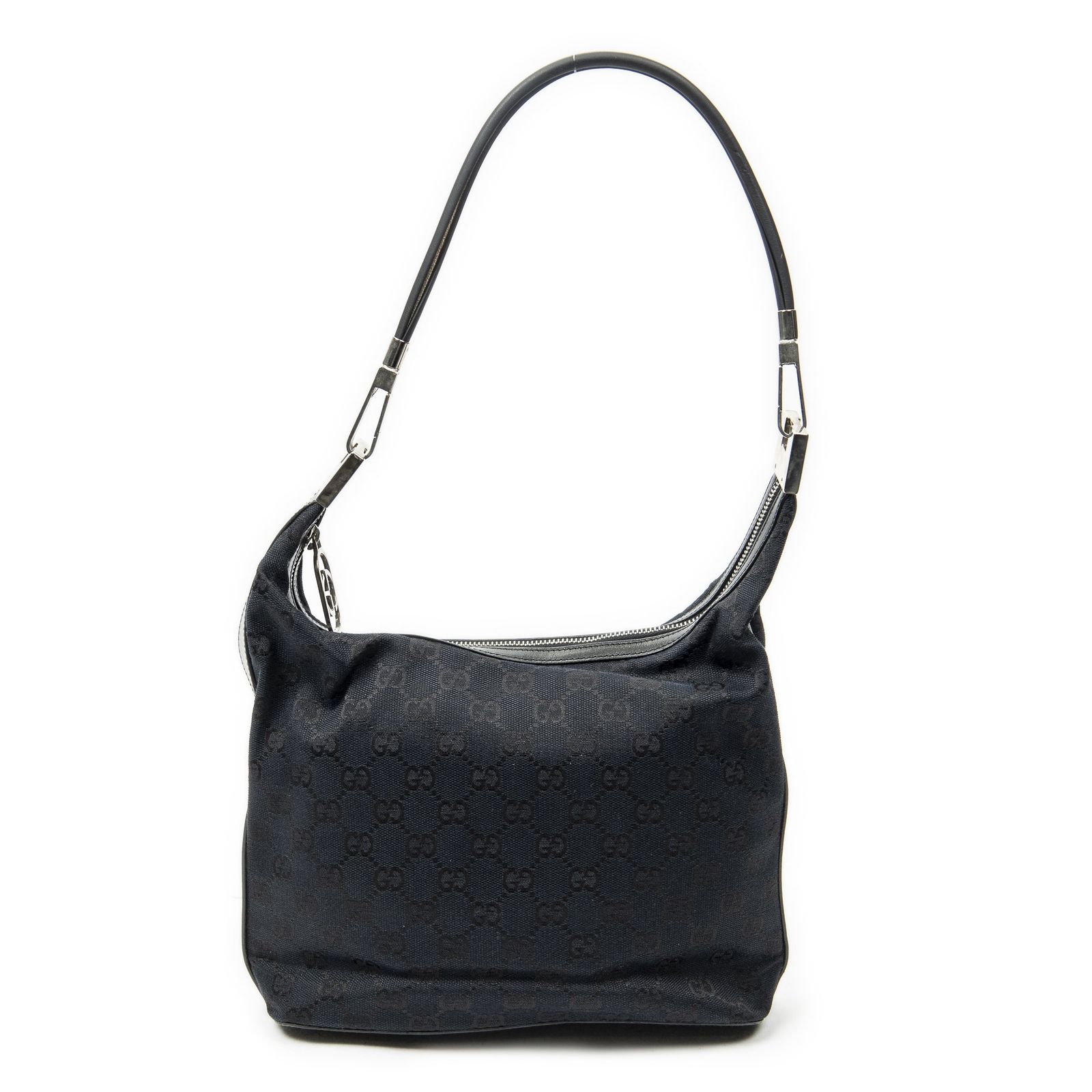 [中古] GUCCI グッチジップホーボー黒GGキャンバスA