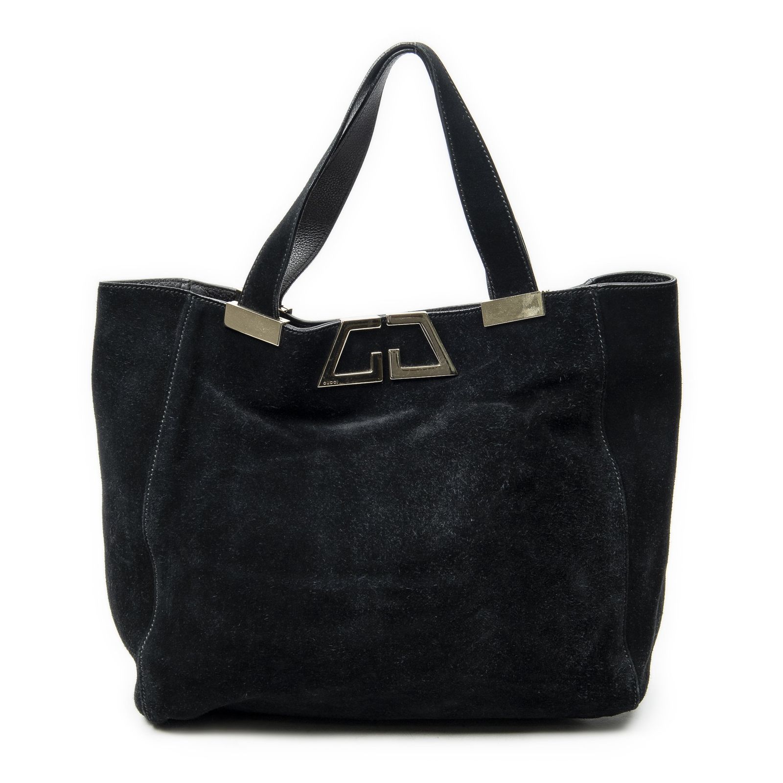 [中古] GUCCI グッチDouble G スエード トート黒スエードレザーAB