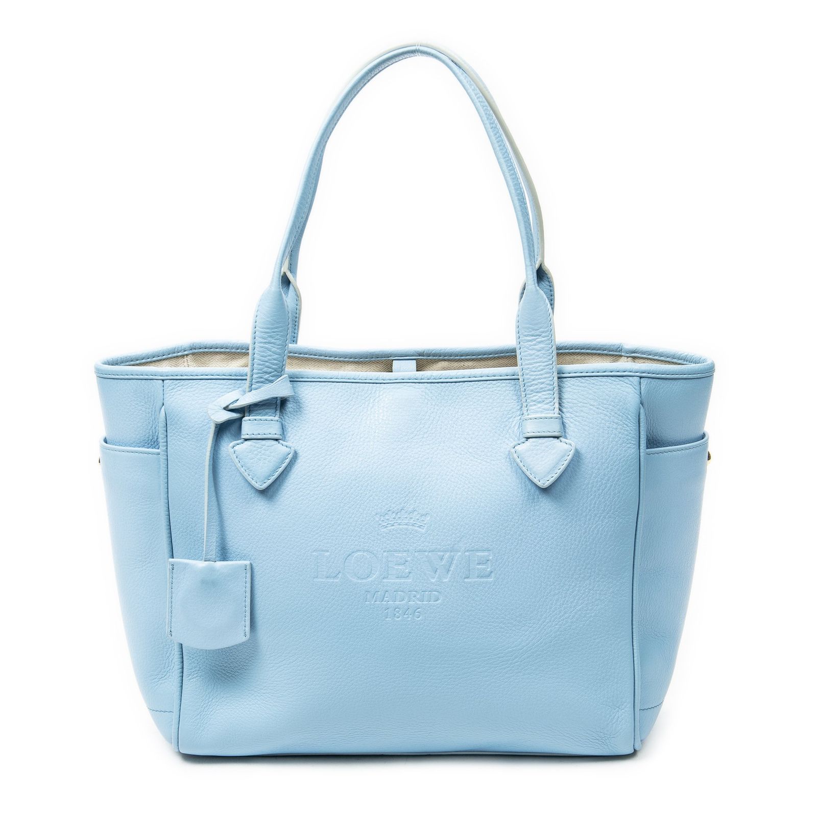 [中古] LOEWE ロエベヘリテージトート水色グレインカーフスキンレザーA