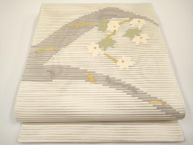 平和屋着物＊夏物　八寸名古屋帯　絽綴れ　遠山枝花文　金銀糸　正絹　逸品　CABH6195tx