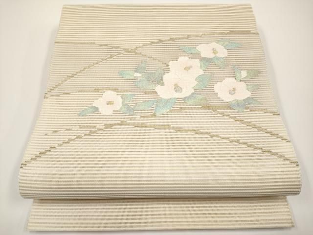 平和屋着物＊夏物　八寸名古屋帯　絽綴れ　枝椿　金銀糸　正絹　逸品　CABH6196tx