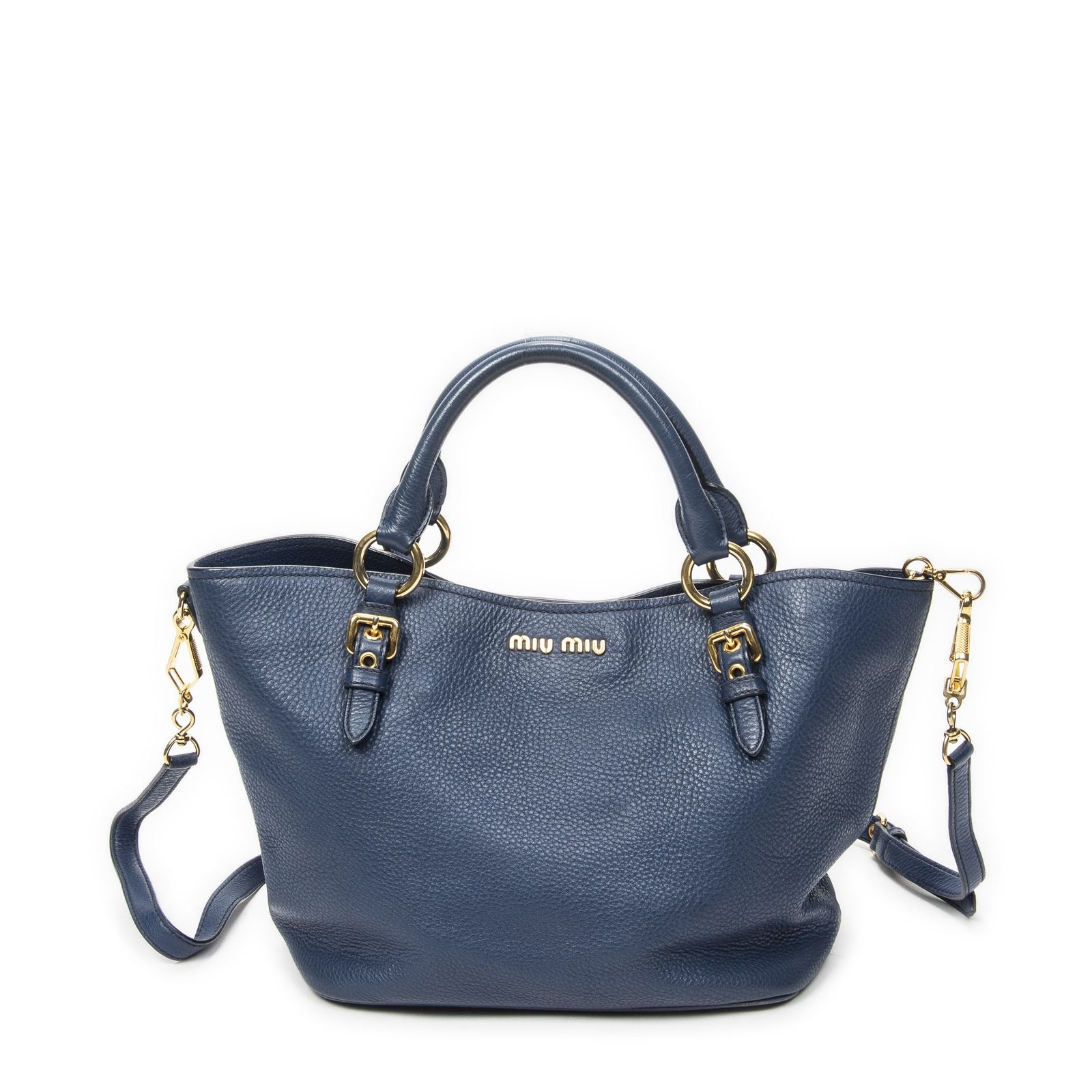 [中古] MIU MIU ミュウミュウコンバーチブルオープントートネイビーヴィテロ カリブレザーA