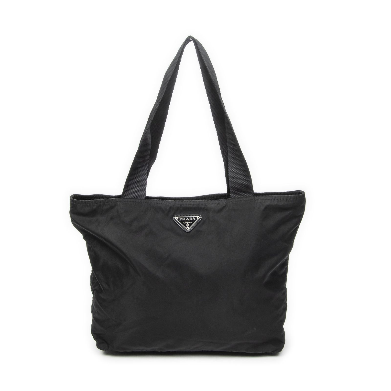 [中古] PRADA プラダジップショッピングトート黒ナイロンキャンバスA