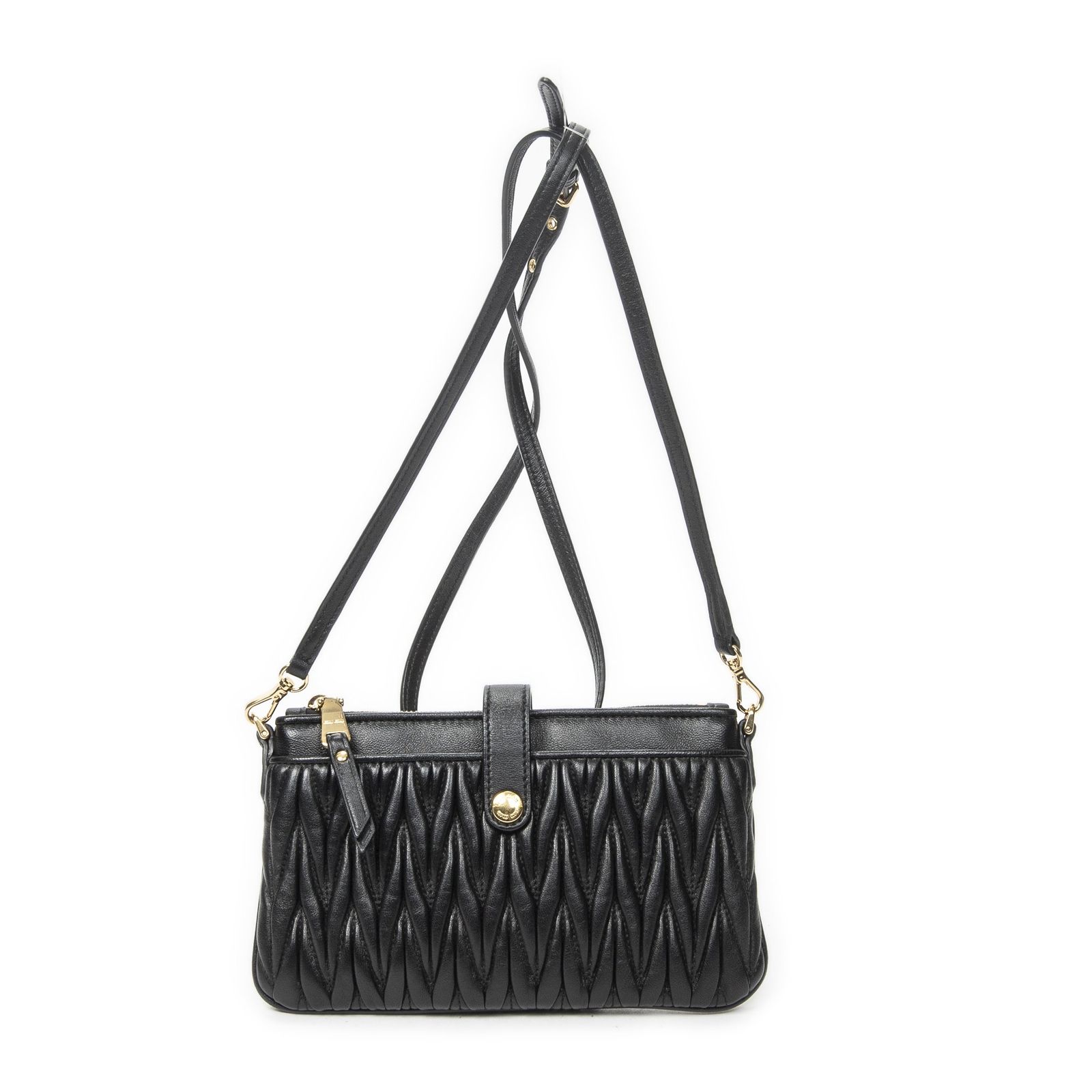 [中古] MIU MIU ミュウミュウZip Pochette Crossbody黒ナッパマトラッセレザーA