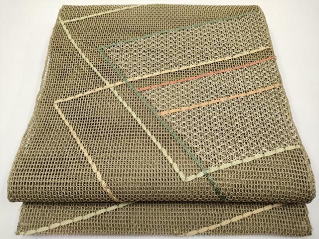 平和屋着物＊夏物　八寸名古屋帯　色紙重ね文　正絹　逸品　CABH6204tx