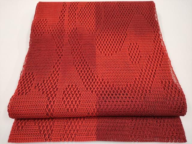 平和屋着物＊夏物　八寸名古屋帯　市松文様　正絹　逸品　未使用　CABH6205tx