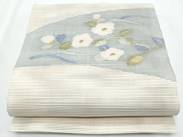 平和屋着物＊夏物　八寸名古屋帯　絽綴れ　枝花文　金銀糸　正絹　逸品　CABH8087fb