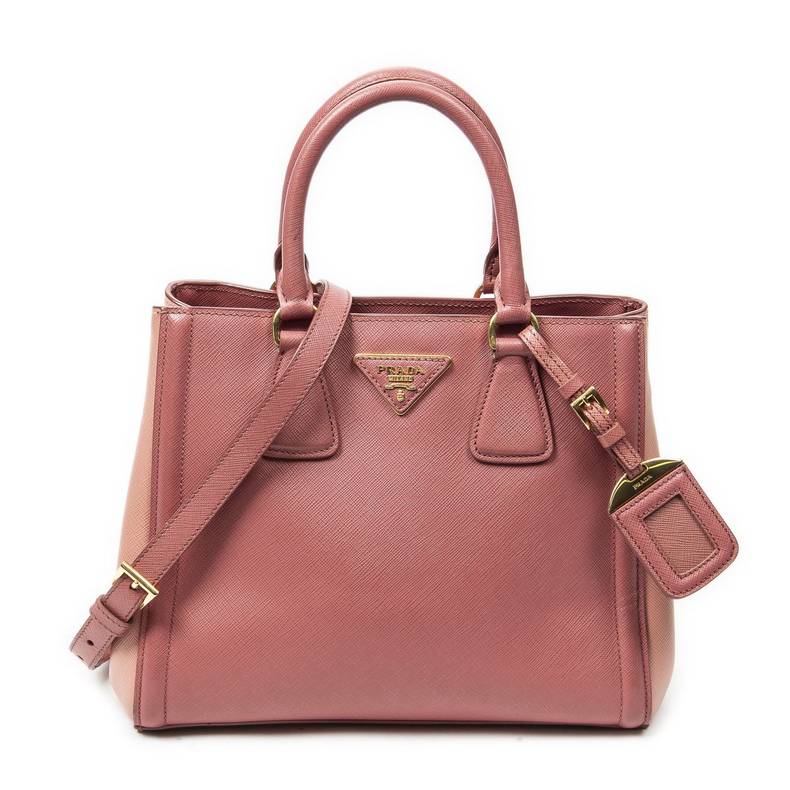 [中古] PRADA プラダスモールポップトートライトピンクサフィアーノレザーA