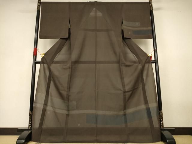 平和屋着物＊夏物　訪問着　紗紬　絞り　横段丸文　ロング丈　正絹　逸品　AABJ3349jd