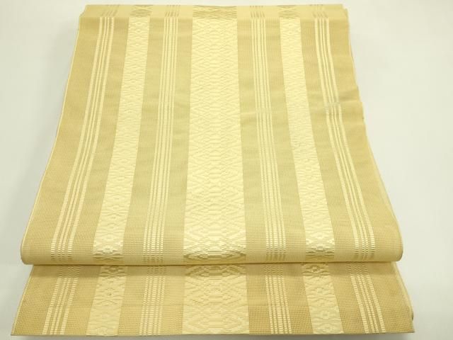 平和屋着物＊夏物　本場筑前博多織　八寸名古屋帯　紗献上　卵色　正絹　逸品　CABH5729rv