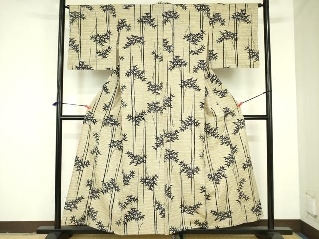 平和屋着物∴夏物 浴衣 注染 笹竹文 綿 逸品 DABF3795op