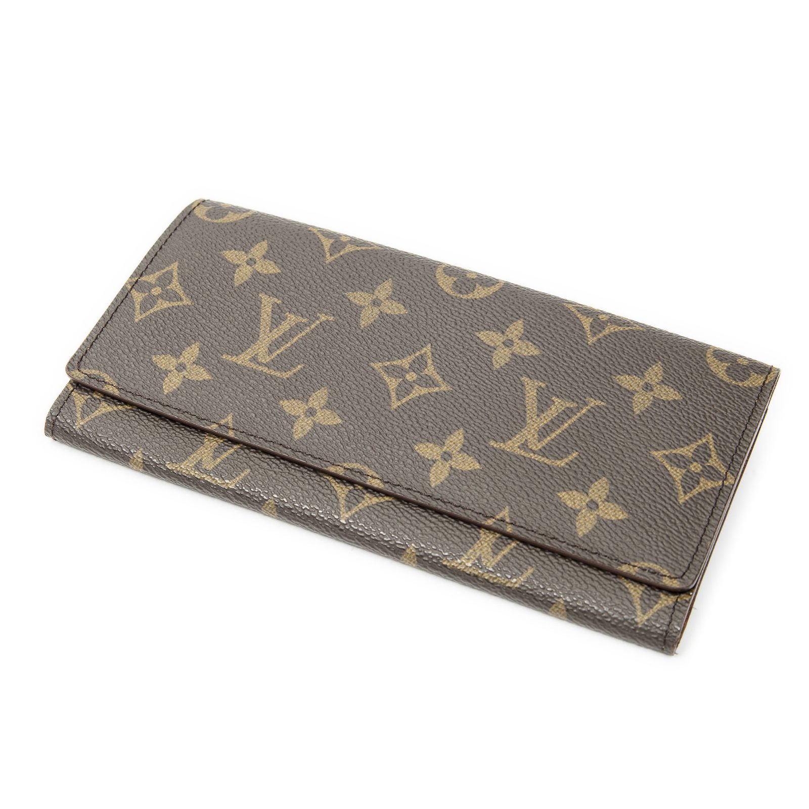 [中古] LOUIS VUITTON ルイヴィトンPorte Yen 3枚クレジットカードケース茶色モノグラムキャンバスA