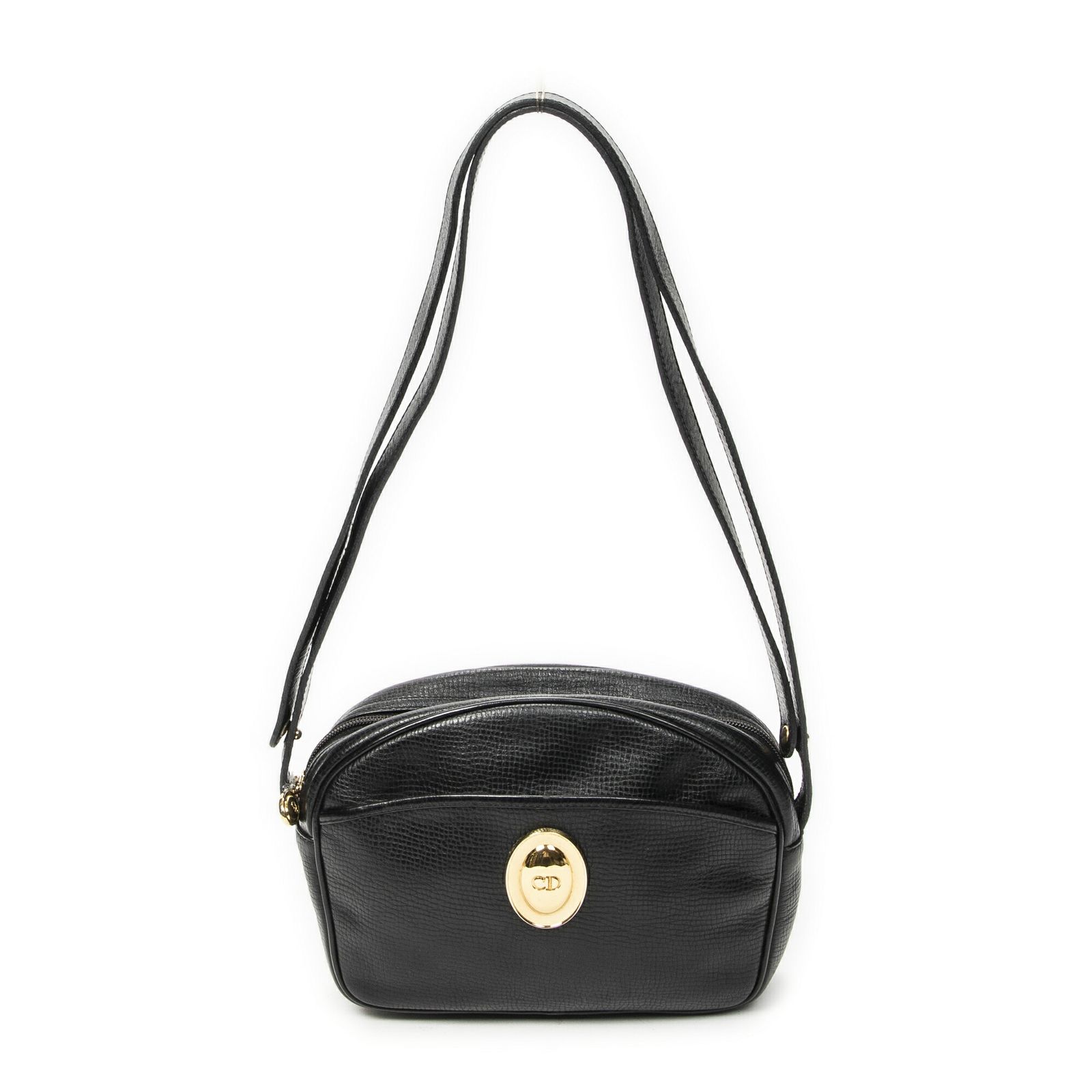 [中古] DIOR ディオールヴィンテージ CC カメラ タッセル クロスボディ黒グレインレザーA