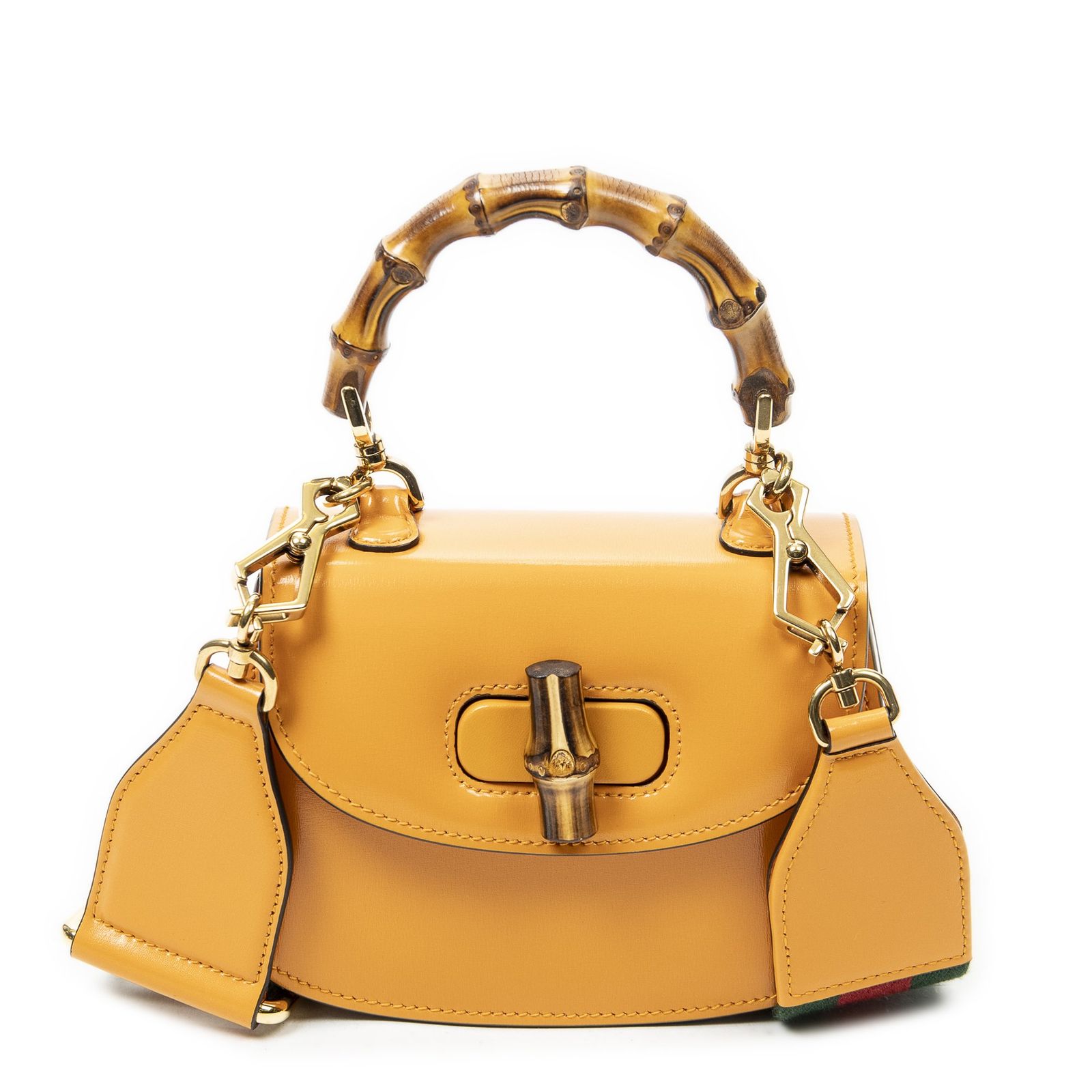 [中古] GUCCI グッチMini Bamboo 1947オレンジスムースカーフスキンレザーA