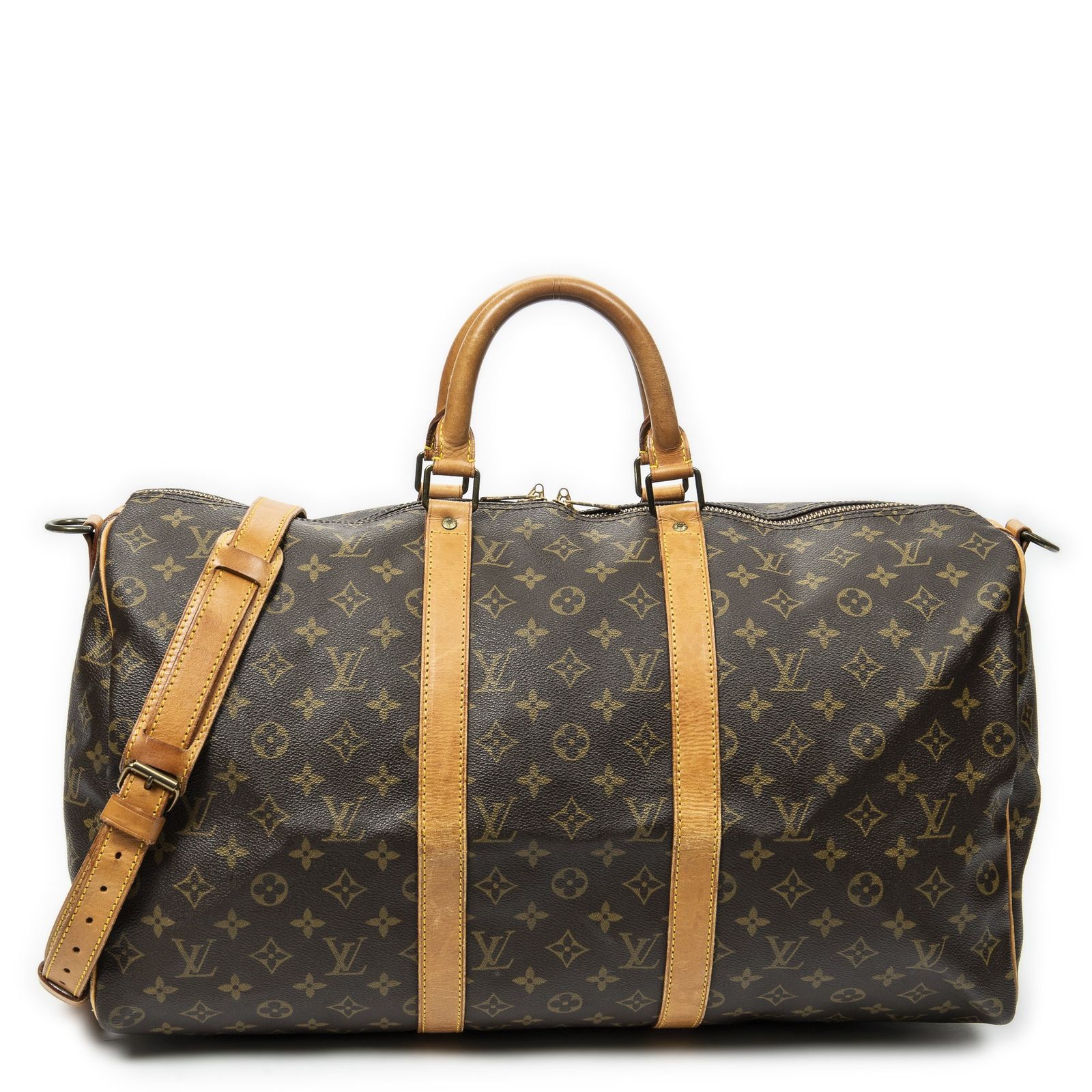 [中古] LOUIS VUITTON ルイヴィトンキーポル バンドリエール茶色モノグラムキャンバスAB
