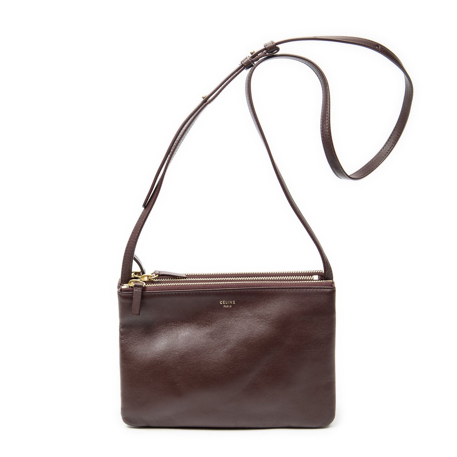 CELINE トリオ スモール バーガンディ Brown Celine Trio Vintage 