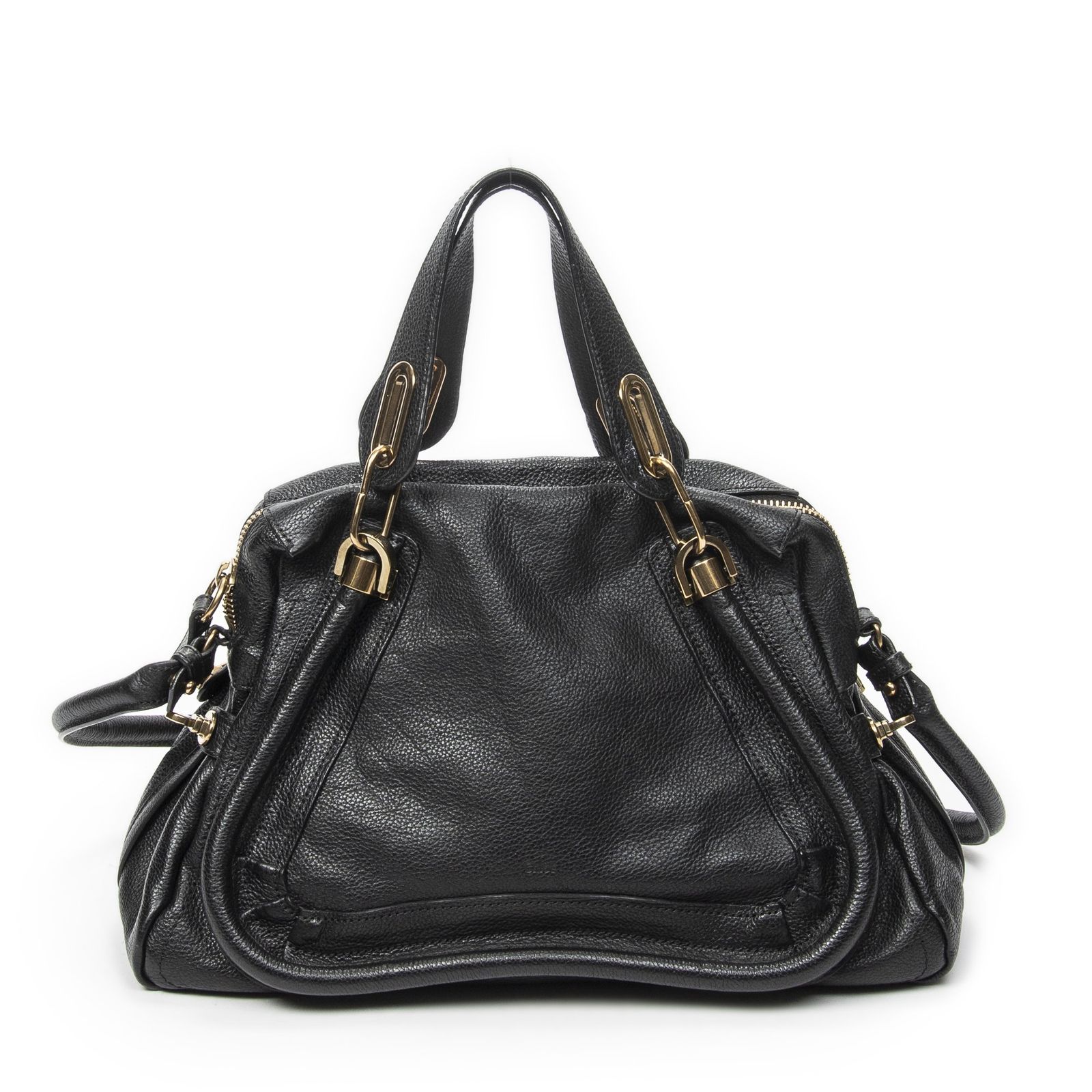 [中古] CHLOE クロエミディアムパラティ黒グレインカーフスキンレザーA