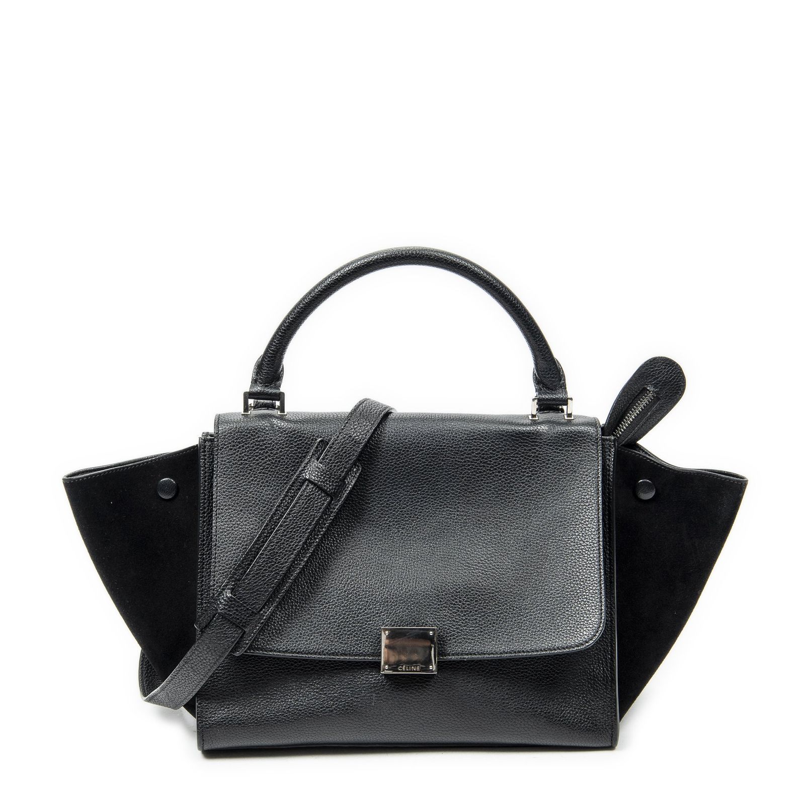 [中古] CELINE セリーヌスモール中ブランコ黒グレインカーフスキンレザーA