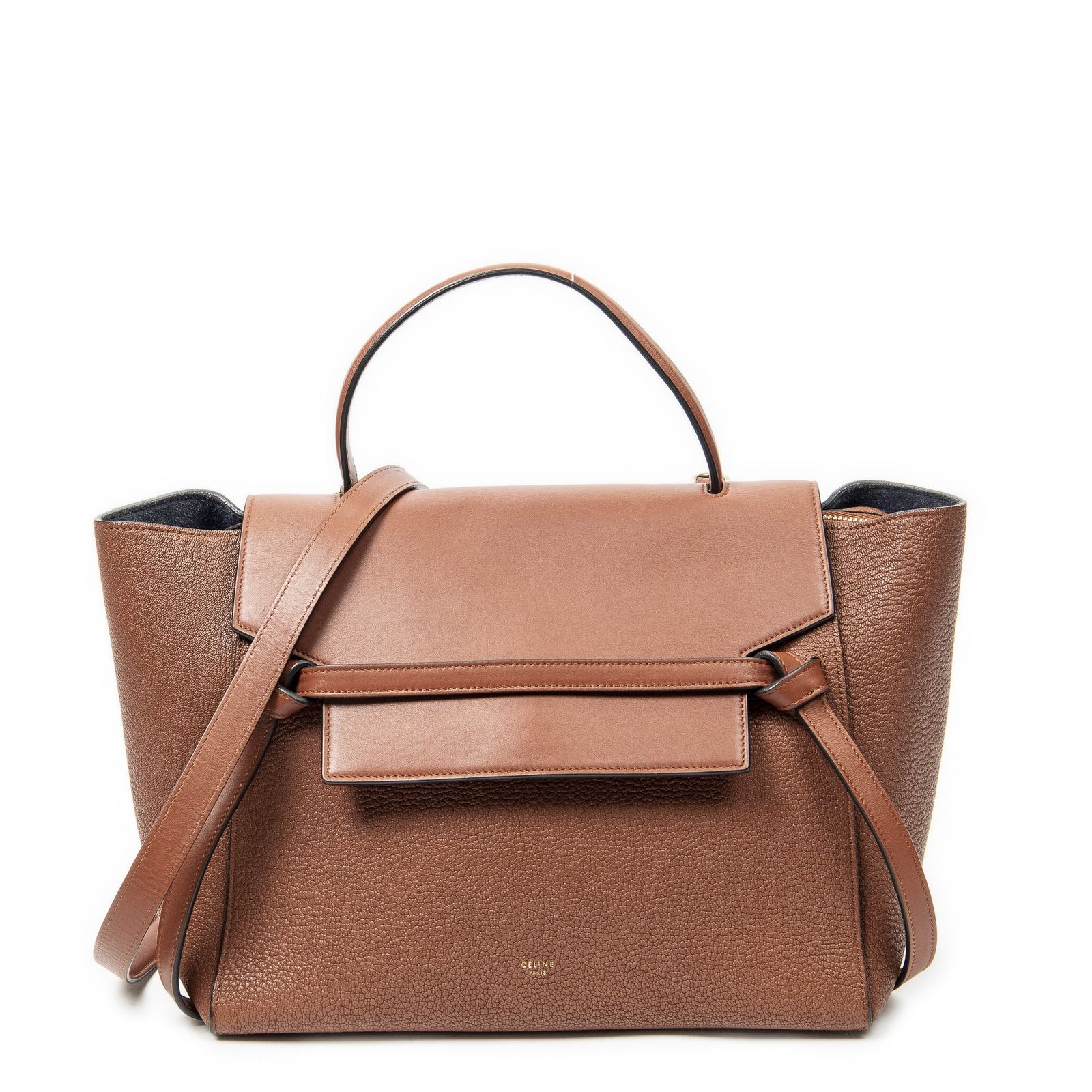 [中古] CELINE セリーヌミニベルトバッグ茶色グレインカーフスキンレザーA