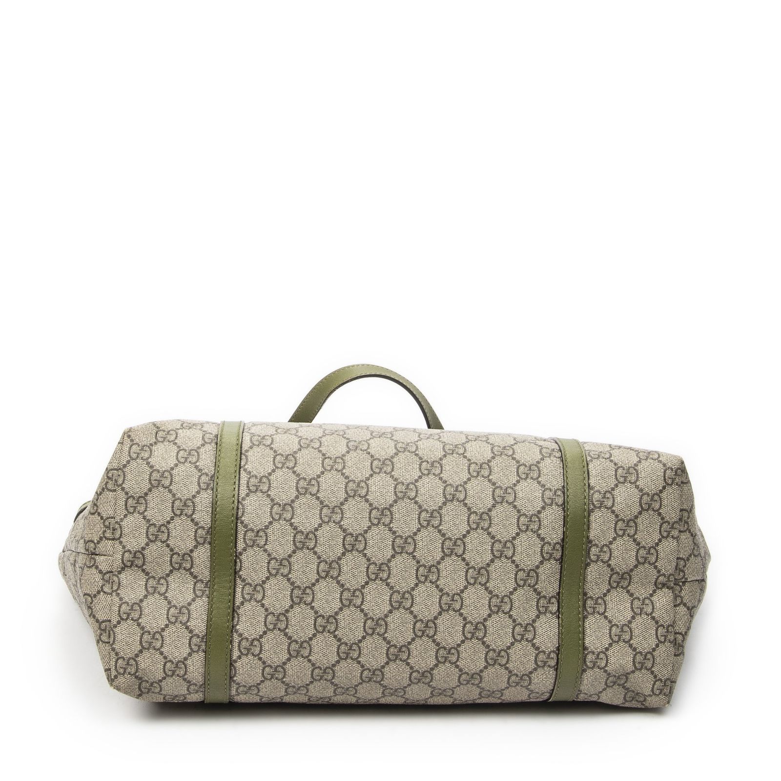 中古] GUCCI グッチトートバッグベージュ/グリーンスプリームPVC 