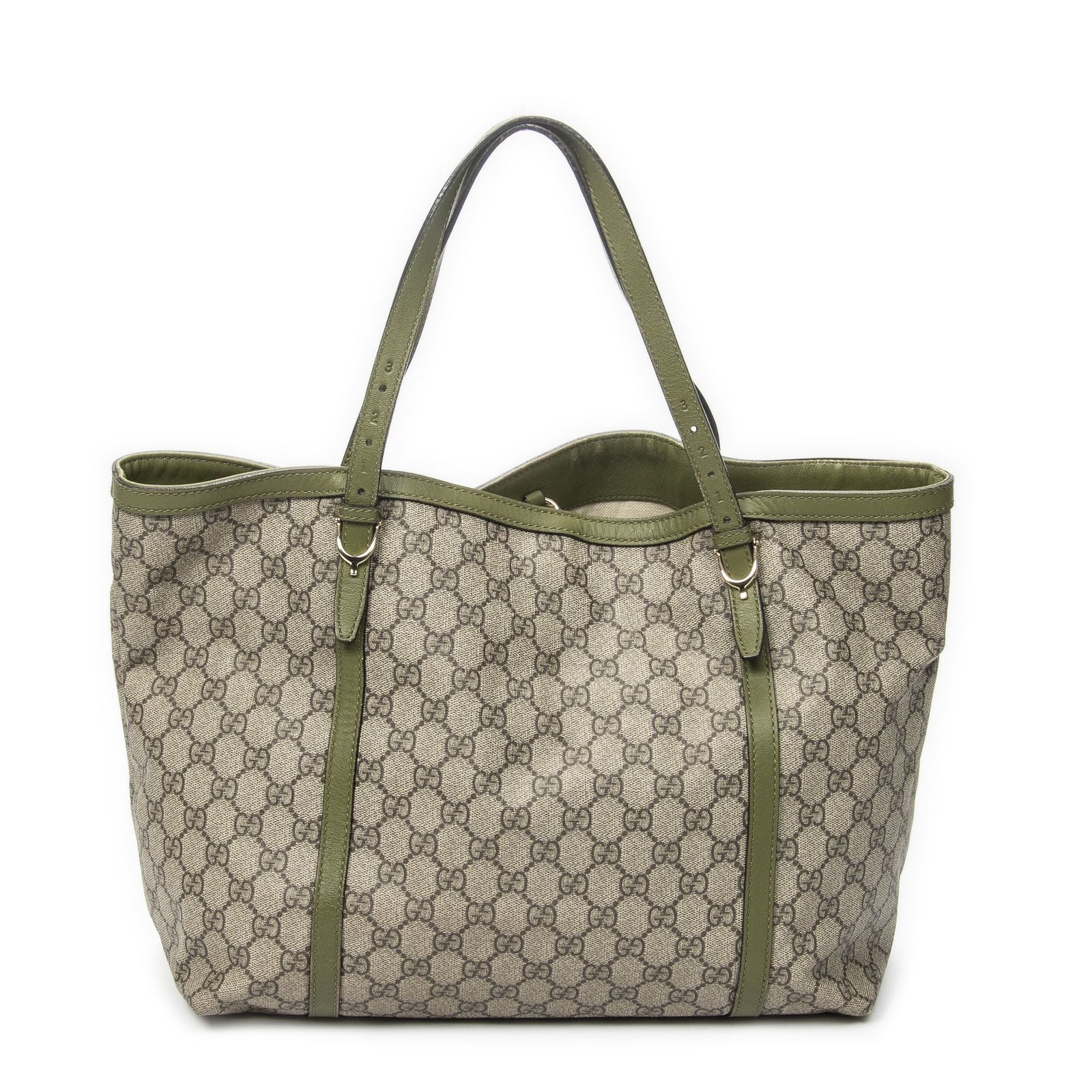 [中古] GUCCI グッチトートバッグベージュ/グリーンスプリームPVCキャンバスAB