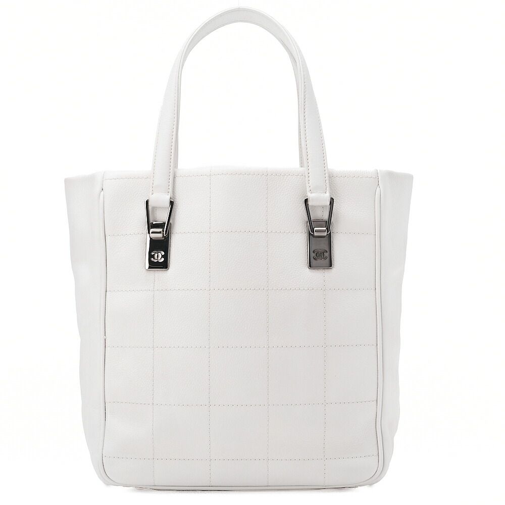 CHANEL シャネル キャビアスキン チョコバー ハンドバック 白 シルバー金具 ブランド【中古】【送料無料】