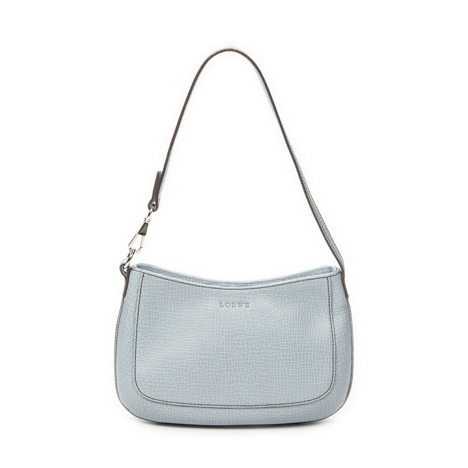 [中古] LOEWE ロエベミニ ジップ ホーボー水色グレインカーフスキンレザーA