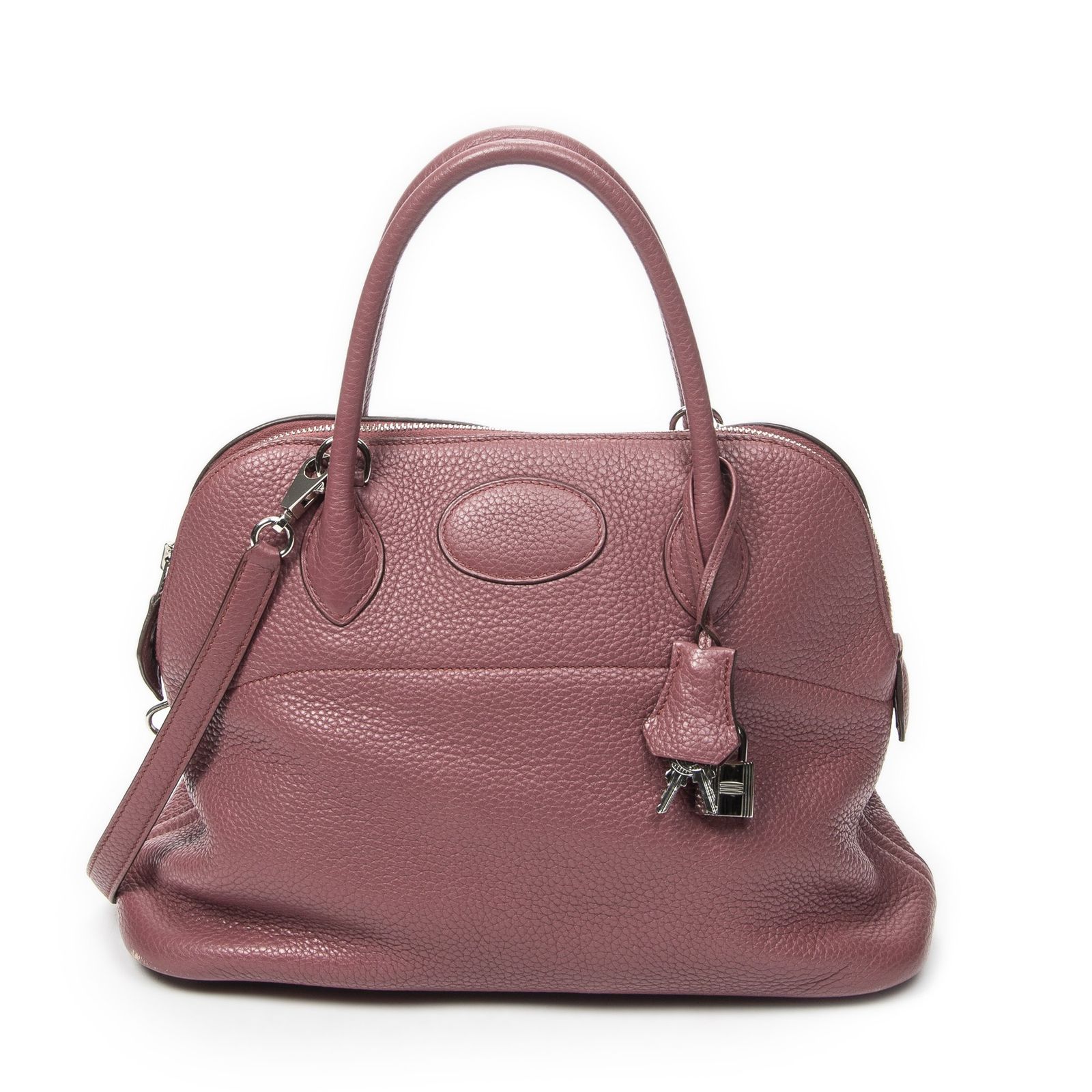 [中古] HERMES エルメスボリードBois de RoseクレマンスレザーLong Strap, Cadenas, Keys in Clochette, Dustbag, Rain Cover, Box, Mini Dustbag