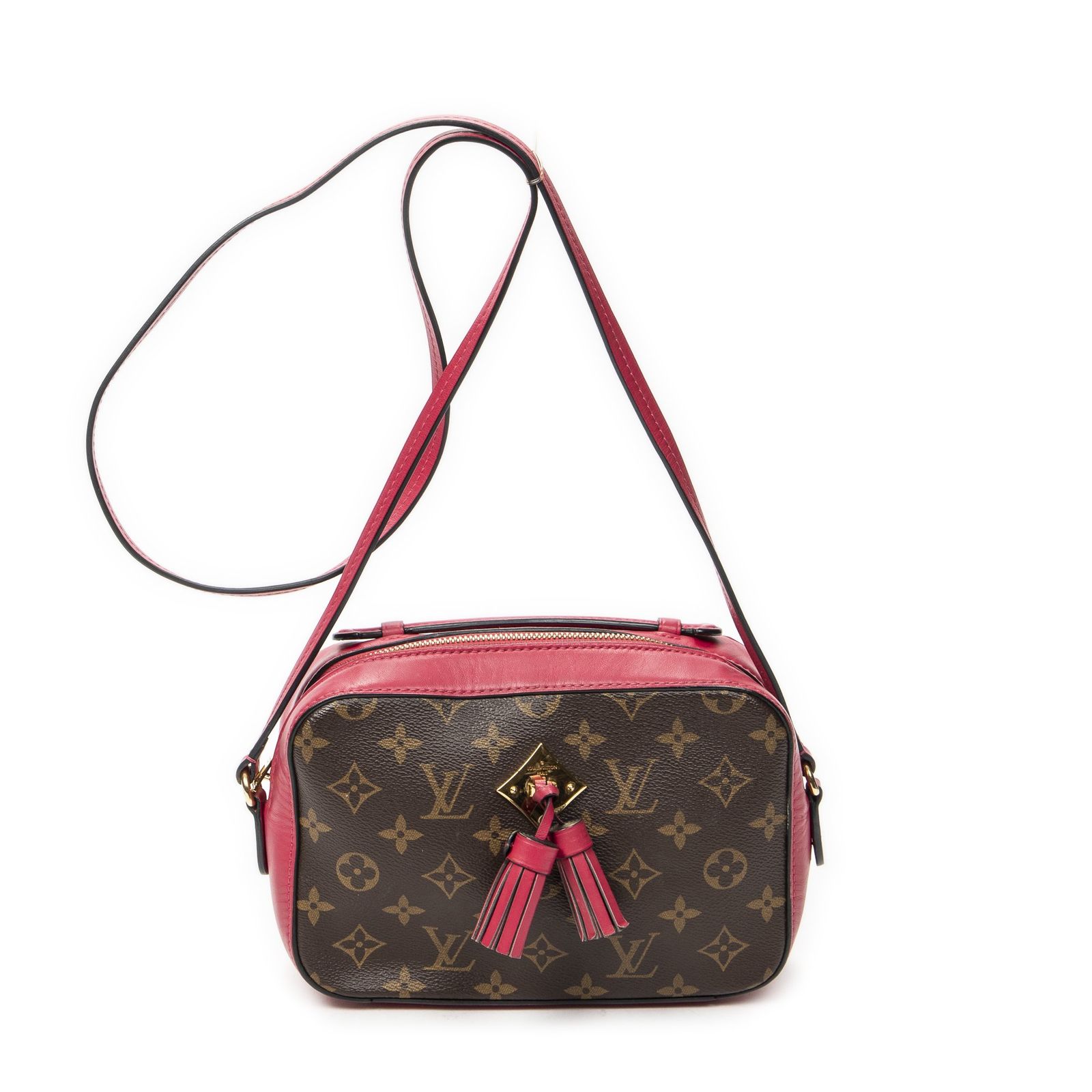 [中古] LOUIS VUITTON ルイヴィトンサントンジュ茶色、フューシャモノグラムキャンバスA